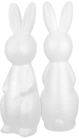 VILLCASE 2 Stück Schaumstoffhasen Selbstgemacht Modellbausatz aus Weißem Polystyrol zum Bemalen Schaumstoff Tierfigur für Basteln Party und Schuldekoration