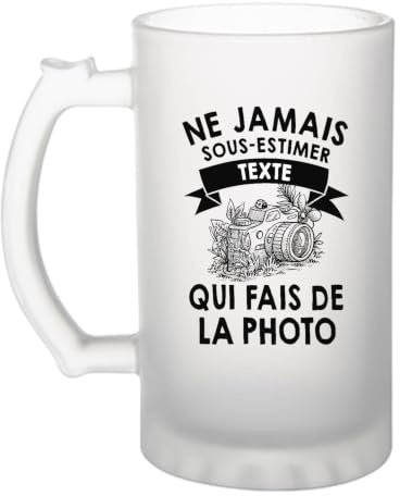 Planetee Chope de Bière Ne Sous-Estimez Pas Photo Personnalisable Prénom Idée Cadeau