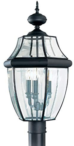 Sea Gull Lighting 8239-12 Lancaster Outdoor Post Lantern Outside Fixture, 24'' Height, Black