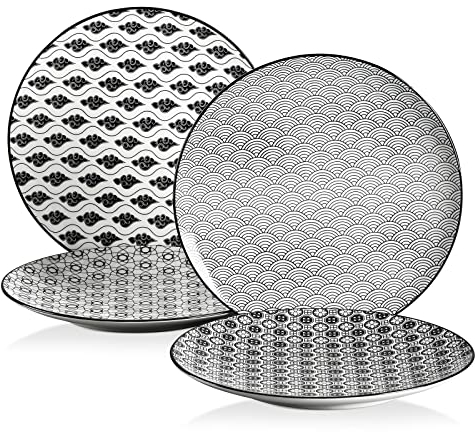 vancasso Haruka 4 tlg. Set Dessertteller aus Porzellan, Ø 21,5 cm Kuchenteller, Flachteller für Frühstück