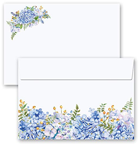 Motif envelopes Flowers & Petals, Blue Hydrangeas 10 envelopes DIN C6 (162x114 mm) | Paper-Media