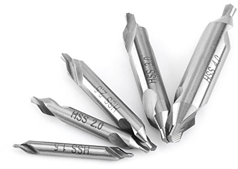 Tyenaza 5 Piezas Brocas de Centrado, Brocas de Centrado para Torno, Sángulo de 60 Grados HSS Herramienta de Perforación, Juego de Brocas Centrales con Acero de Alta Velocidad para Torno MetalúRgico