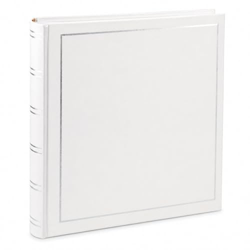 Classic Fotoalbum Tradition 30x30 cm – Jumbo Buchalbum mit 100 weißen Seiten, 50 Blatt, Pergaminschutzblätter, Vinyleinband, Fotobuch: Farbe: Weiß
