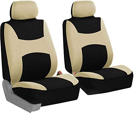 FH GROUP Housses de siège Avant en Tissu pour sièges de Voiture à Dossier Bas avec appuie-tête Amovible, Ajustement Universel, Compatible avec airbag pour SUV, berline, fourgonnette - Beige