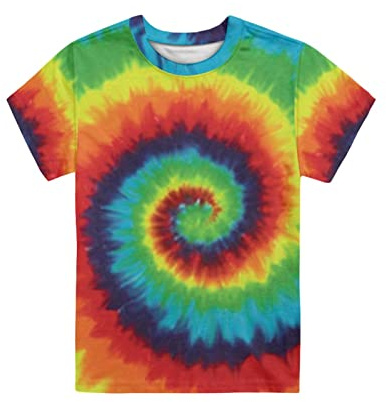 Biyejit Swirl Tie Dye Print Kids T Shirts Girls Boys Short Sleeve Crewneck Tees Shirts Casual Sport Pullover Tops Size 3-16 Years