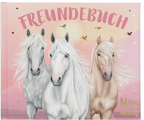 Depesche 12397 Miss Melody Sundown - Freundebuch in Rosa mit Pferde-Design, Freundschaftsbuch mit wattiertem Cover und 108 Seiten zum Eintragen für deine Freunde