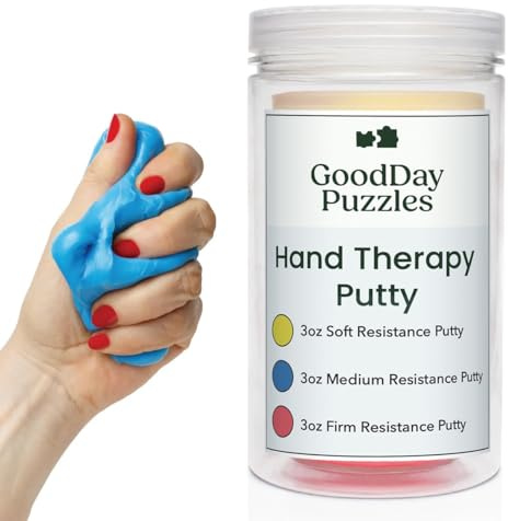 Therapy Putty by GoodDay Puzzles, 3 Piece Set, Stress Relief, Strength, Occupational Therapy, Fidget & Fine Motor Toys for Seniors