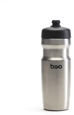 bivo Trio Mini 17oz Insulated Stainless Steel Bike Water Bottle - for Cycling - Compact, Fits Most Cages, Dishwasher Safe, High Flow Sports Nozzle - Keeps Drinks Cold 12+ Hours - (Raw)