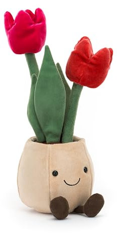 Jellycat Amuseables Tulip Pot Stuffed Toy, 12 inches - Plant & Flower Plush - Fun Décor & Gift
