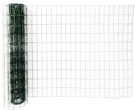 LEMODO Gartenzaun grün, Drahtzaun 100cm Höhe, Gitterzaun mit 50x100 mm Maschengröße, Schweißgitter PVC-beschichtet, Drahtgitter-Rolle mit 25 Meter, Zaun