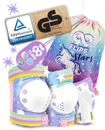 99FLIPS Knieschoner Kinder Schoner Inliner Kinder - Inliner Schoner Set - Protektoren - Knie und Ellenbogenschützer - Größe XS Rainbow - Knieschützer Skateboard, Scooter, Rollschuhe