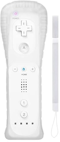 DSYJ Wii Remote Controller Compatible with Nintendo Wii,Wii U Controller with Silicone Case and Wrist Strap, Not Motion Plus White 1 Pack