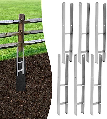 Vigevee H-Pfostenanker 6 Stück H-anker Pfostenträger Bodenanker für Pfosten H-Pfostenschuh für Zaun und Gewächshaus Pfosten Vierkantholzpfosten(101x600mm)