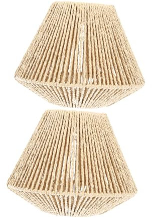 Milisten 2pièces Abat-jour Rotin Tressé Naturel Lot Pour Lampe Suspendue Style Décoration Pour Salon De Thé Restaurant