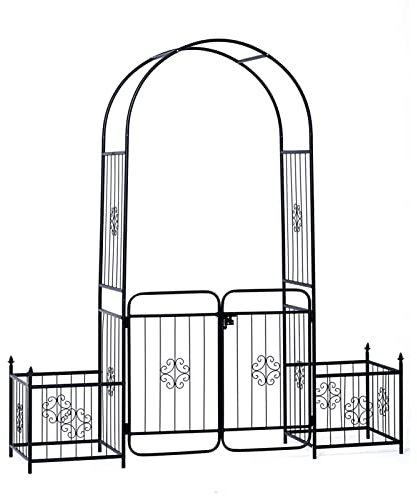 Arche de jardin avec portail, tonnelle de mariage en fer forgé pour plantes grimpantes, décoration extérieure pour roses, fleurs, ballons, anniversaires et mariages, treillis pergola (couleur : B)