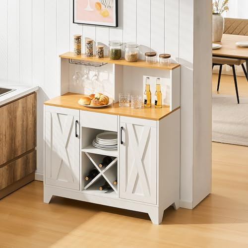 CLIPOP Küchenschrank, Sideboard,mit 2 Türen und Schubladen, Aufbewahrungsschrank, Küchenbuffet mit verstellbare Ablage, für Küche Wohnzimmer Esszimmer, 100x40x113cm