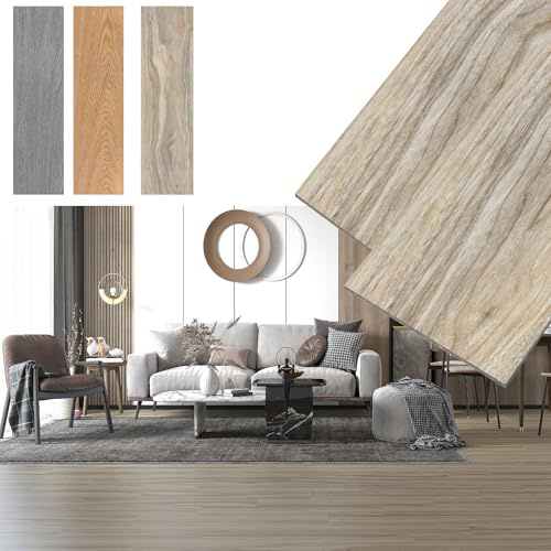 JRUKM PVC Bodenbelag Selbstklebend 36 Dielen 5,02 m² Vinylboden, Wasserdichter Leicht zu Installierender Bodenfliesen mit Holzoptik, PVC Boden für Küche, Badezimmer (Holz Weiß)