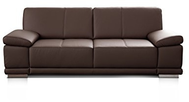 Cavadore Corianne - Grande divano a 3,5 posti con rivestimento in vera pelle e design moderno, con braccioli regolabili, 248 x 80 x 99 cm, vera pelle di colore marrone scuro