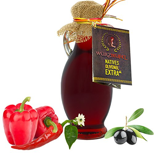 Paprikaöl, Paprika - Öl mit Nativem, Extra Vergin Olivenöl und natürlichem Paprikaextrakt. Ungefiltert. Kaltgepresst. Traditionelle Herstellung im Familienbetrieb. AMPHORE IRGIZIA - Flasche 250ml.