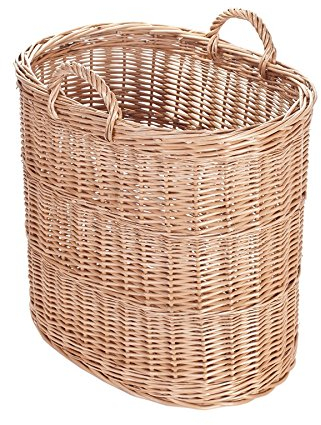e-wicker24 Panier de rangement en osier -ovale, panier de transport, corbeille en osier,haut panier, malle en osier (Sans doublure, Naturel)