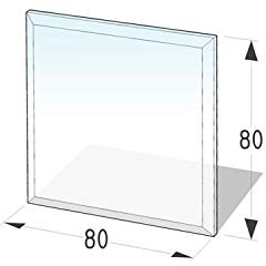 Kamin Glasplatte 'Quadrat 2' mit Facette - 800 x 800 x 6 mm Glasbodenplatte ESG
