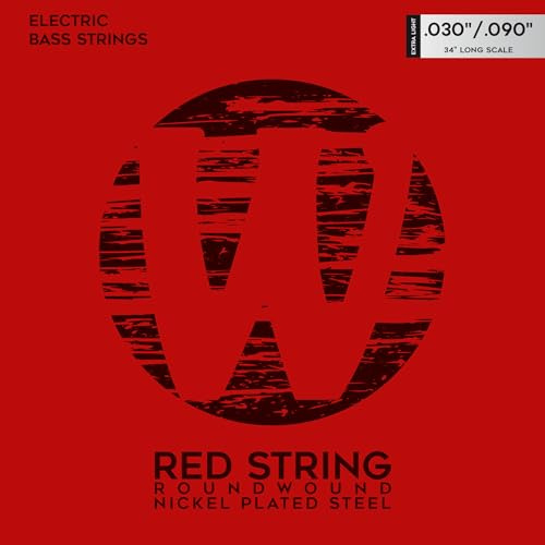 Warwick Red Strings Bass String Set, Nickel-Plated Steel - 4-String, Extra Light, .030-.090
