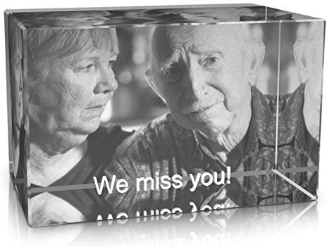 VIP-LASER Glasquader Gedenkkristall mit dem Foto von Deinem verstorbenen Opa/Oma. Dein Wunschfoto für die Ewigkeit Mitten in Glas! Groesse XXL = 120x80x80mm