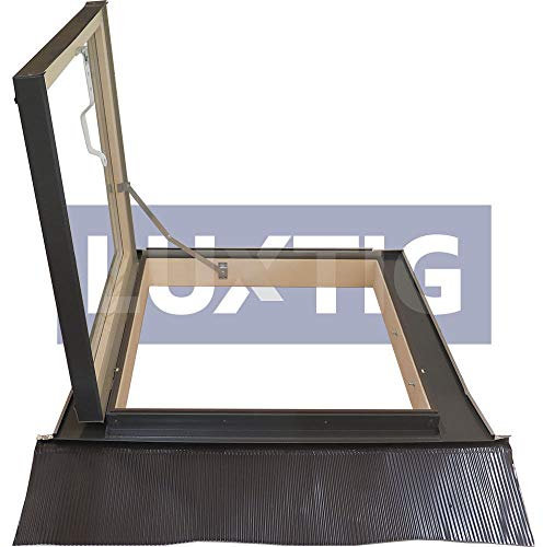Lucernario per Tetto a Libro Finestra per Mansarda Skylight Laterale in Legno Alluminio Apertura Laterale per Uscita. Abbaino Certificato. Doppio Vetro per Isolamento Luxtig Dimensione Misura cm 45X55