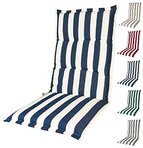 KOPU® Auflage für Hochlehner Mila Blue | Polster für Gartenstühle | blau Garten Kissen 125 x 50 cm | 5 Robuster Schaumstoff für zusätzlichen Komfort