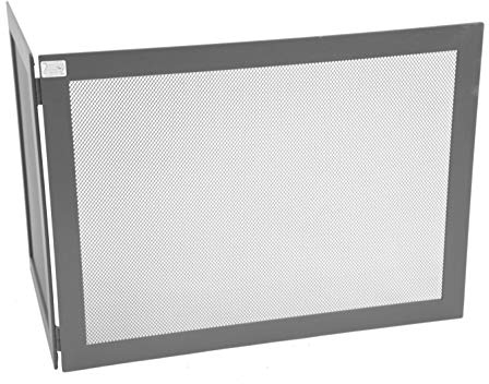 MONZA-PARASCINTILLE ANGOLARE IN FERRO BATTUTO PER CAMINO CM 50X30X37