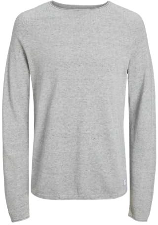 JACK & JONES JJEHILL Knit Crew Neck Noos Pull, Gris (Light Grey Melange Light Grey Melange), L Homme