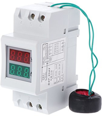BIlinli 2P 36mm Carril DIN Doble LED Voltaje Medidor de Corriente Voltímetro Amperímetro AC 80-300V 250-450V 0-100A
