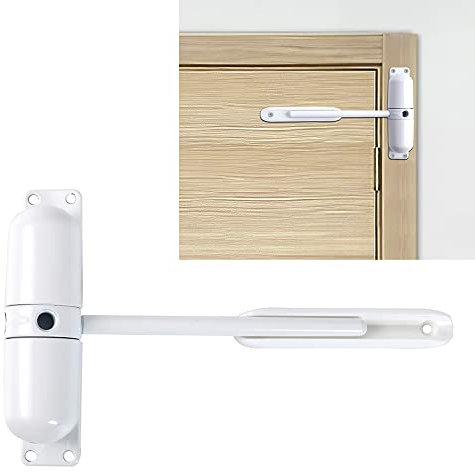 iLEEYU Automatic Door Closer, Safety Spring Door Closers - Easy to Install to Convert Hinged Doors to Self-Closing – Diecast Construction-White