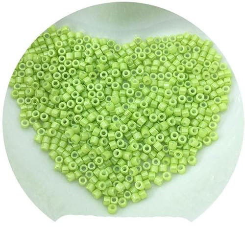 600 Stück 2 mm Perlen, einheitliche, verschleißfeste, undurchsichtige, einfarbige Seedbeads für Nadelarbeit, Schmuck, Heimwerkerzubehör, DB733, hellgrün, 10 g Delica