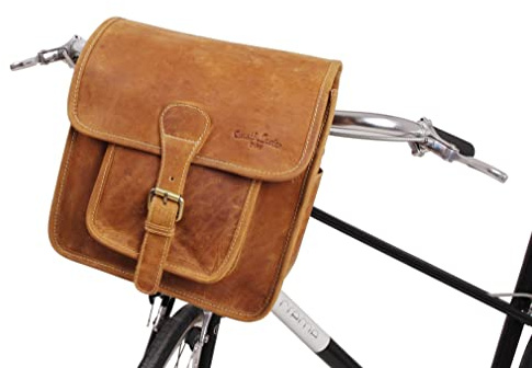 Gusti Lenkertasche Leder- Jens V. Lenkertasche inkl. Platte Gepäckträgertasche Fahrradtsache Ledertasche Vintage Braun Leder
