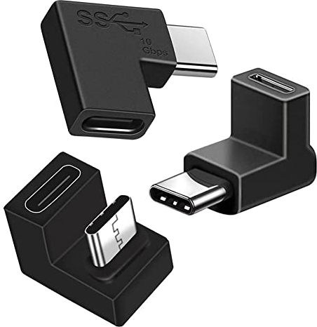 SELIACR Adattatore USB C 90 Gradi (Confezione da 3), USB C 3.2 Maschio a Femmina10Gbps OTG Adattatori Stereo a Gomito Compatibile con Telefoni USB-C Tablet（3 Tipi di Adattatori a 90 Gradi）