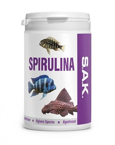 EXOT HOBBY - S.A.K. spirulina - Komplettes extrudiertes Futter für alle Zierfischarten, die einen höheren Anteil an Algen benötigen. Flocken 185 g (1000 ml)