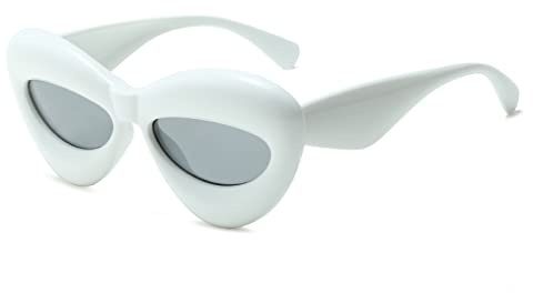 Long Keeper Cateye Sonnenbrille Damen Herren Lippen Form Vintage Y2k Brille, UV400 Lip Shape Party Rave Sonnenbrille Katzenauge für Frauen Männer