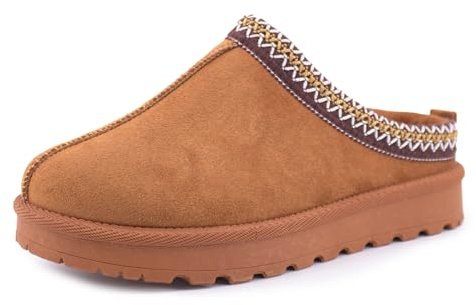 JOMIX Zapatillas de Casa Mujer de Invierno Forradas Antideslizantes Pantuflas de Peluche con Punta Cerrada Ligeras y Silenciosas Suela de Goma Efecto Ante Terciopelo Cómodas Calentitas X007 Marrón 36