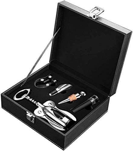 YyDDs Ouvre-Bouteille de vin Tire-Bouchon 5 pièces en Acier Inoxydable Ouvre-Bouteille Kit Ouvre-Bouteille Coffret Cadeau Bière Vin Accessoires Ensemble Caisse en Bois
