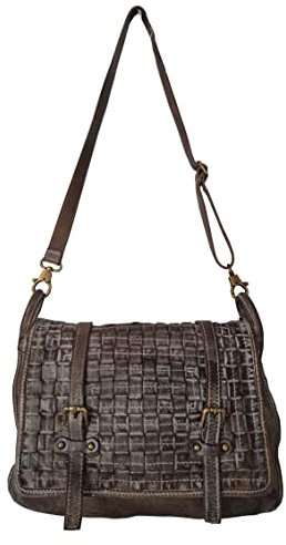 zarolo Damen Leder Tasche, Schultertasche geflochten, Italienische Umhängetasche geflochten, Beuteltasche Leder, Lederbeutel Z20017 Italienische Handarbeit