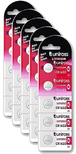 Uniross Pack de 5 x 5 Piles Lithium CR1632, 3V