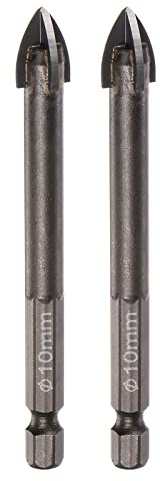 sourcing map 2pcs Titane Enduit Maçonnerie Perceuse Morceau 10mm | Triangle Béton Foret Mèches, Céramique Carrelage Mèche Mèche avec 1 4 Hex Tige pour Céramique Carrelage sur Béton Brique Mur