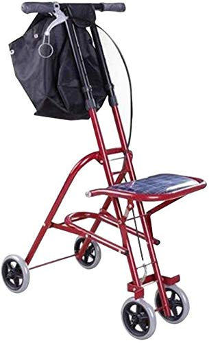 Shopping Rollator Seniors Walker Leichter Gehrahmen Aid Mobility Trolley Kinderwagen Roller Faltbar mit Sitz und Tasche 4 Räder für Senioren