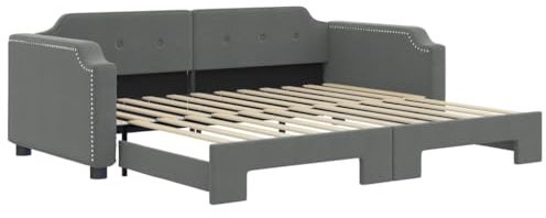 vidaXL Tagesbett, Sofabett Ausziehbar, Gästebett Schlafsofa für Schlafzimmer Wohnzimmer, Ausziehbett Sofa Bettsofa, Dunkelgrau 100x200cm Stoff