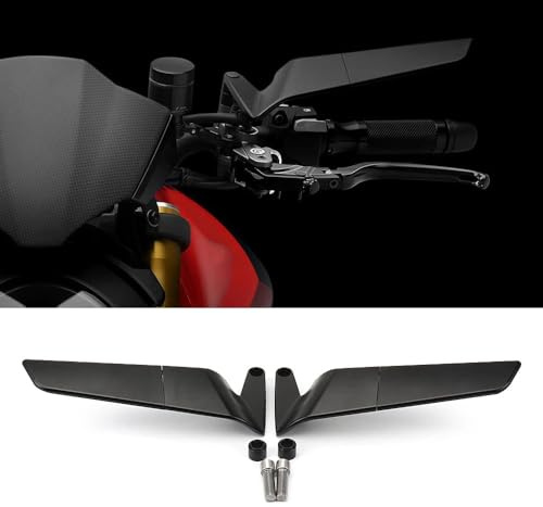 Motorcycle Universal Side Mirrors Rotating Rearview Mirrors with Handlebar Mount Kits Fits for Ducati Streetfighter V2/Streetfighter V4/Streetfighter V4 S/Monster 937/937 SP Naked Bike Wing Mirrors