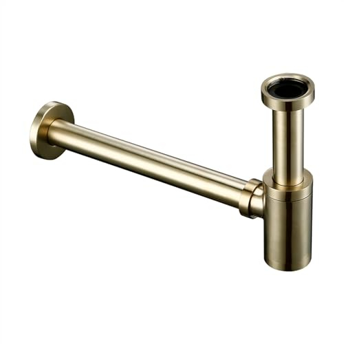YUKORT P-Trap Sifón Lavabo Botella Plomería P-Trampa Latón Dorado Cepillado Euro Lavado Tubería Residuos Baño Lavabo Trampa. Set De DesagüE (Color : Brushed Gold Siphon)
