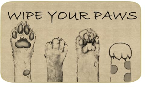 comfoyar Fußmatte Wipe Your Paw, Niedliche Katze Hund Pfoten Schmutzfangmatte Waschbar Fussmatte rutschfest Türmatte für Innen, Eingang, Läufer Flur, Eingang, 43 x 75 cm