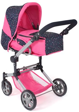 Bayer Chic 2000 Poussette de poupée Jara, Poussette combinée 2 en 1 avec Sac de Transport Amovible, Poussette pour Enfants de 4 à 8 Ans, confettis Roses