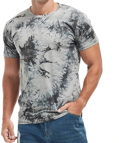 RONOMO Men's Round Neck Short Sleeved T-Shirt ZR Light Gray 4XL